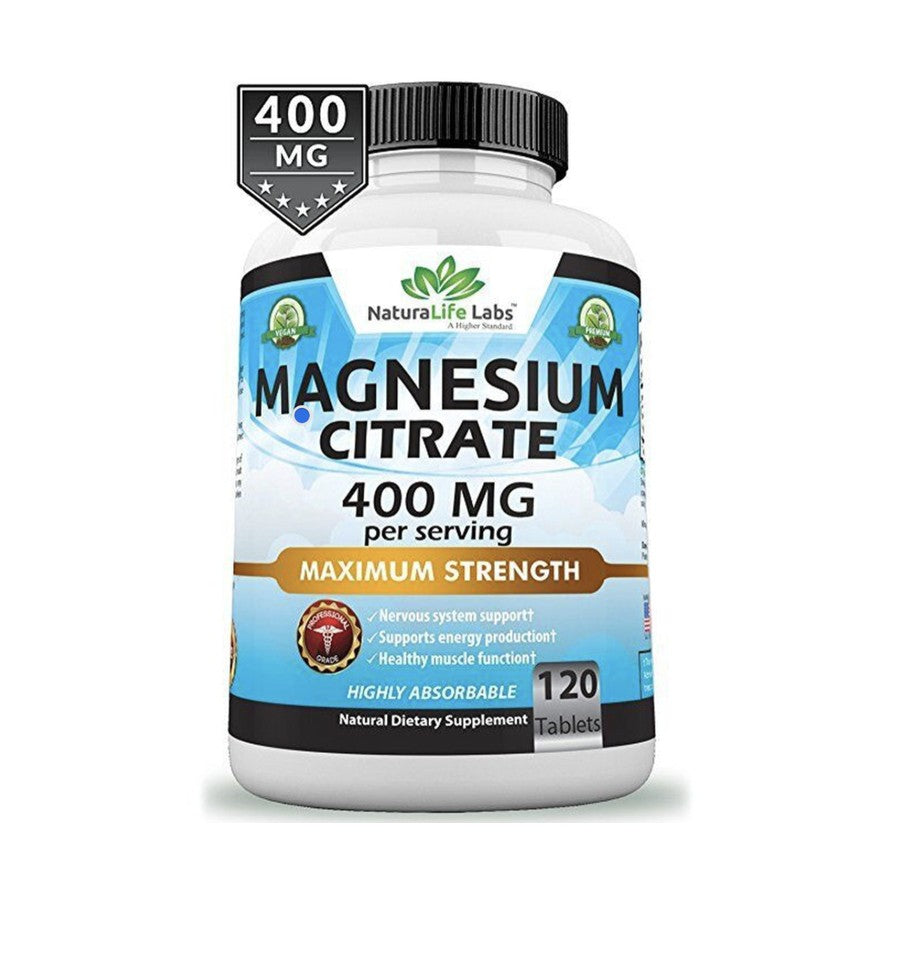 Magnesium Citrate 400Mg Elemental Magnesium 120 Tablets Vegan
