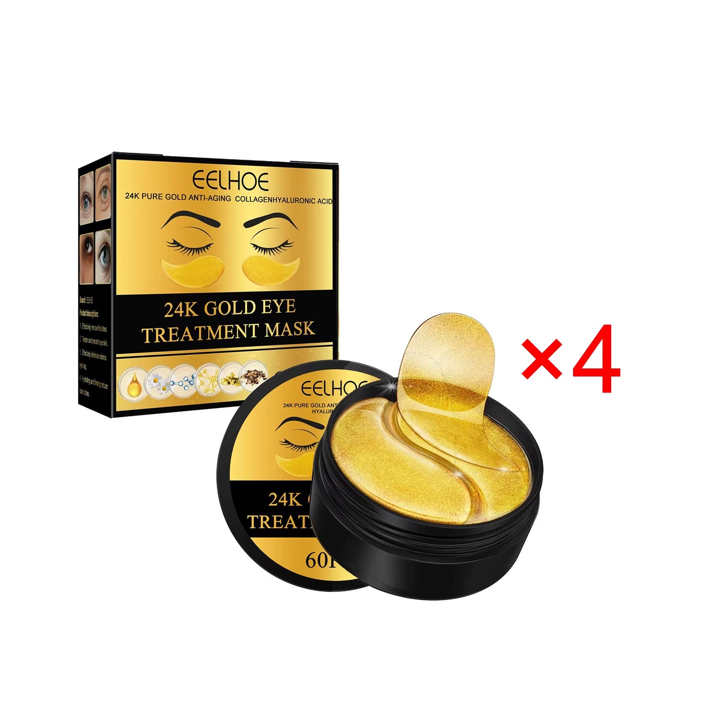 24K Gold Eye Mask Lightening Eye Bags Wrinkles Dark Circles Firming Moisturizing and Lifting Eye for Fine Lines Eye Mask