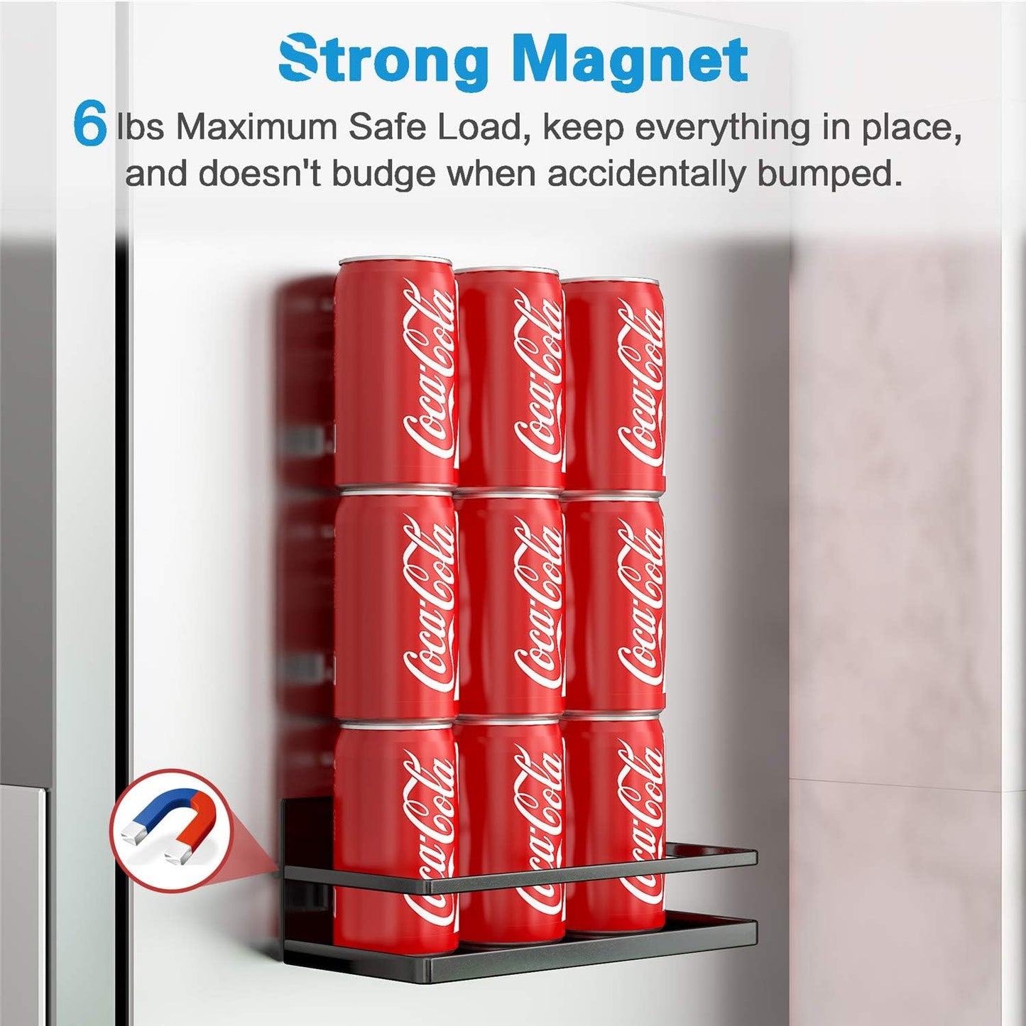 Magnetic Spice Rack, Strong Magnetic Shelf with 2 Removable Hooks, Perfect Space Saver for Small Kitchen/Apartment, Awesome Metal Cabinet for Holding Spices, Jars, Bottle, Beve(Black, 2Pack)
