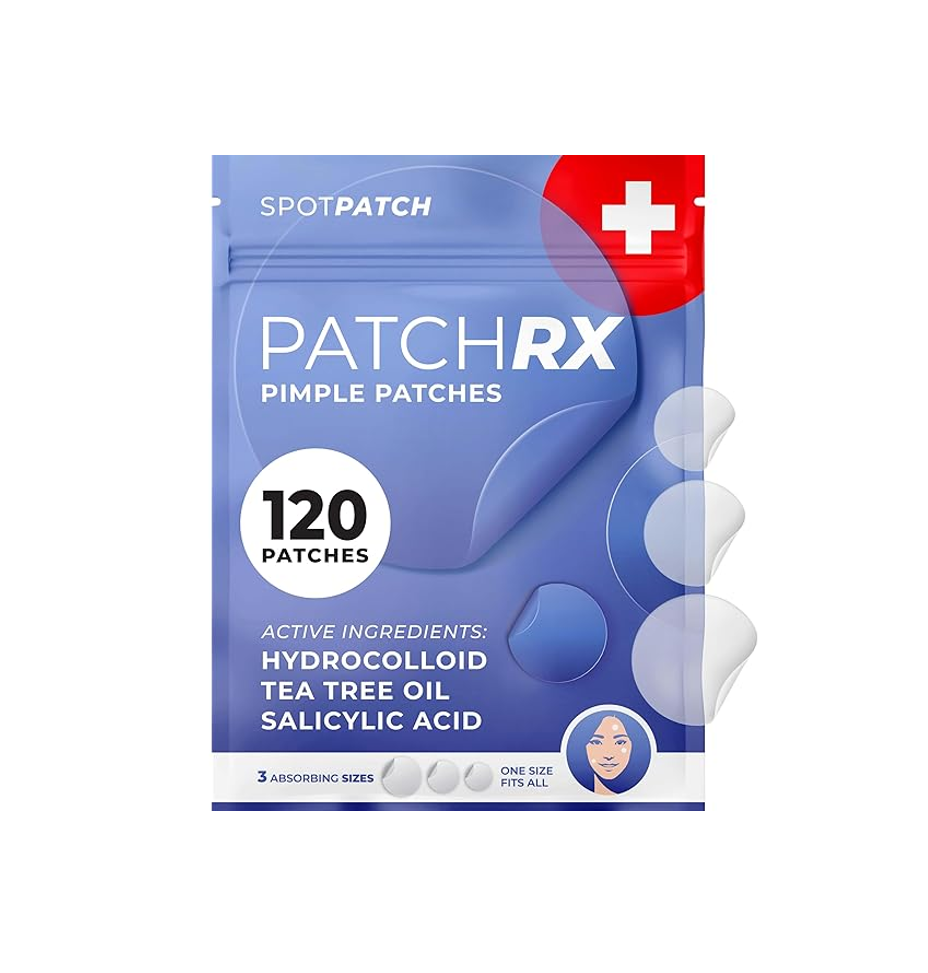 Patchrx Salicylic Pimple Patches (120 Pack), Salicylic Acid Acne Patches with Tea Tree Oil - Zit Patch and Pimple Stickers for Face for Skin Care - Salicylic Acid Acne Dots (Packaging May Vary)