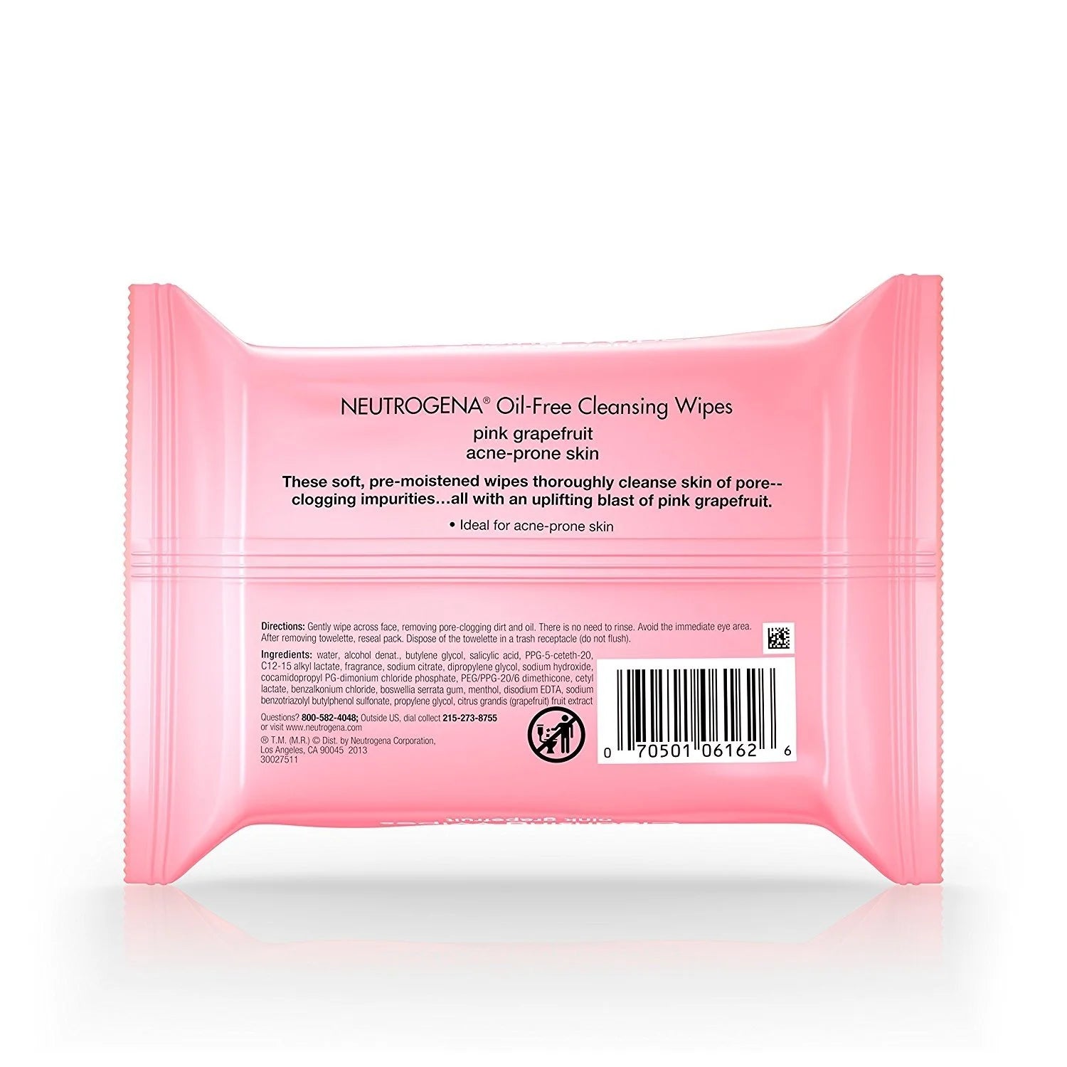 Oil-Free Cleansing Wipes Pink Grapefruit, Acne Prone Skin, 25Ct