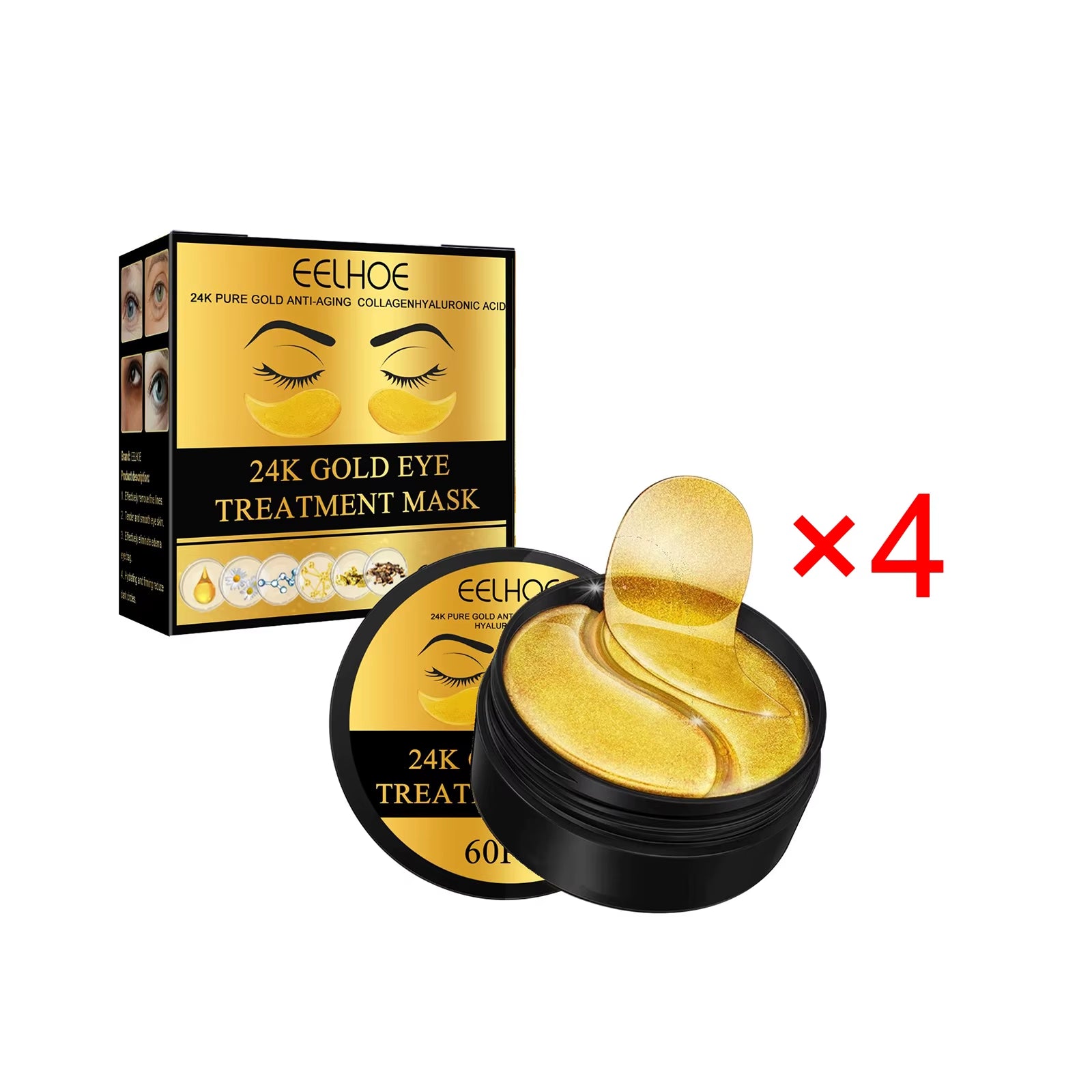 24K Gold Eye Mask Lightening Eye Bags Wrinkles Dark Circles Firming Moisturizing and Lifting Eye for Fine Lines Eye Mask